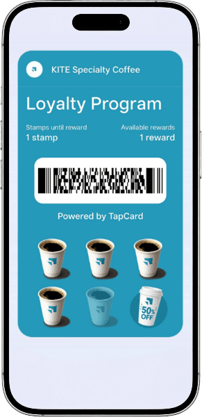 A stamp card in a phone wallet