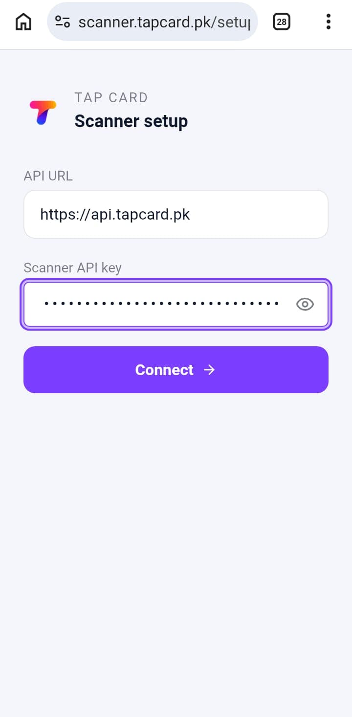 Scanner activation screen