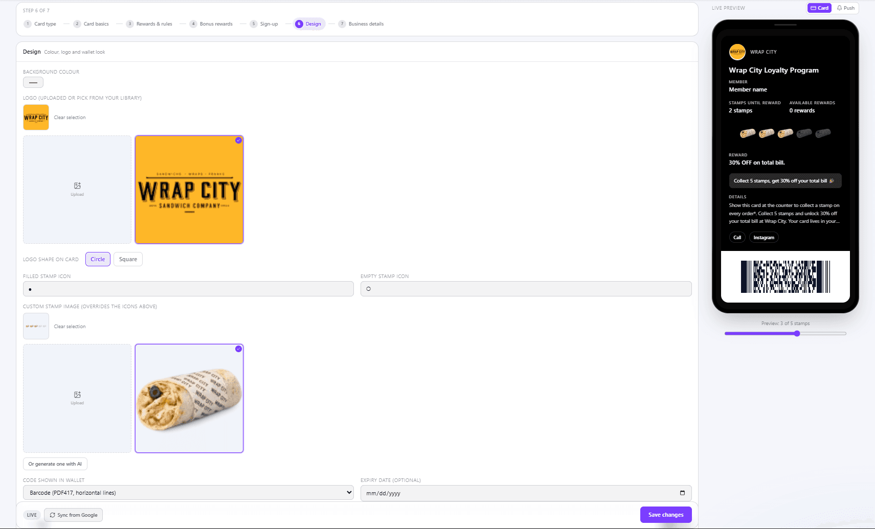Design, step 6 of 7