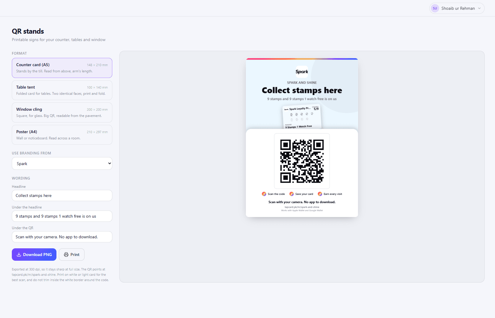 QR stands page