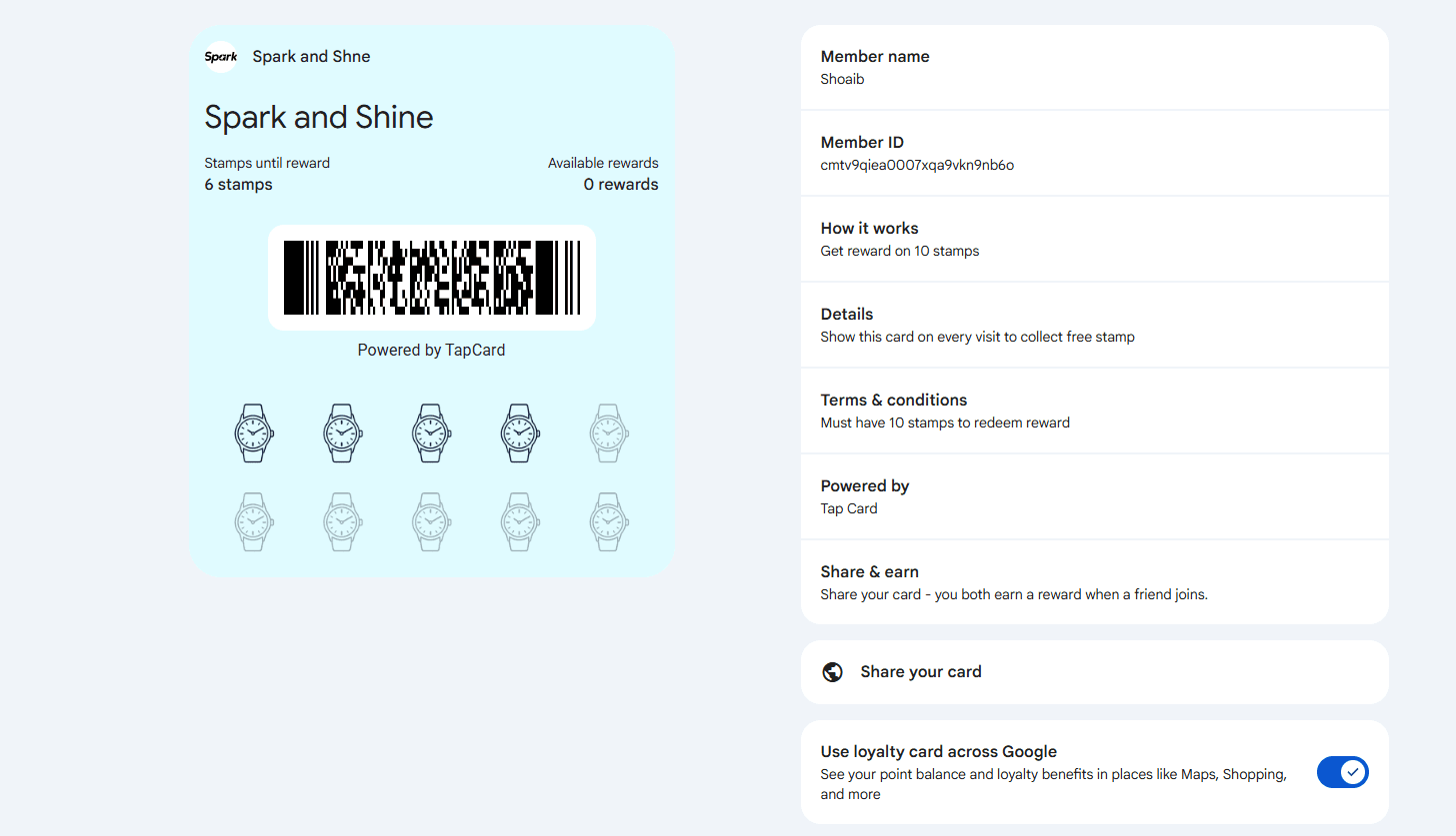 Scanning a customer's card
